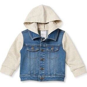Okie Dokie Baby Unisex Lightweight L/S Hooded Shirt w Denim Jacket 24 Months NWT